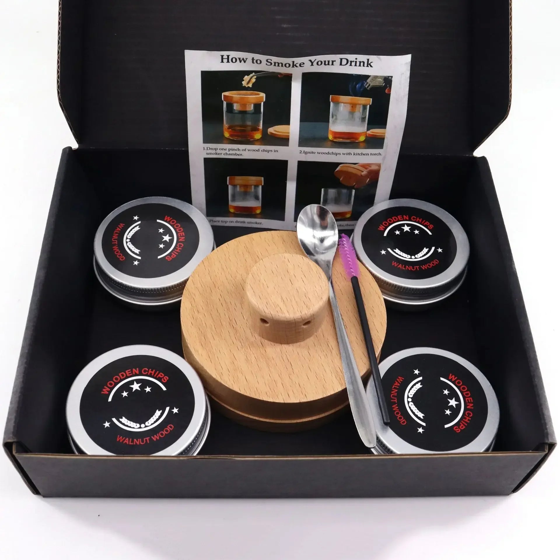 Cocktail Smoker Kit Whiskey Wooden Smoked Wood Hood Smoker for Drinks Kitchen Bar Accessories Tools Bar Cocktail