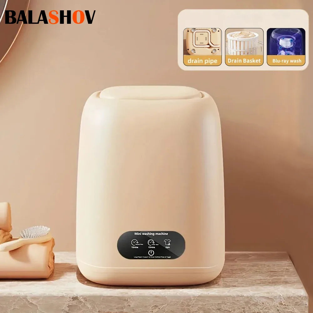 9L Mini Washing Machine for Socks Underwear Panties Children'S Clothes Portable Socks Ultrasonic Small Washer with Spin Dryer
