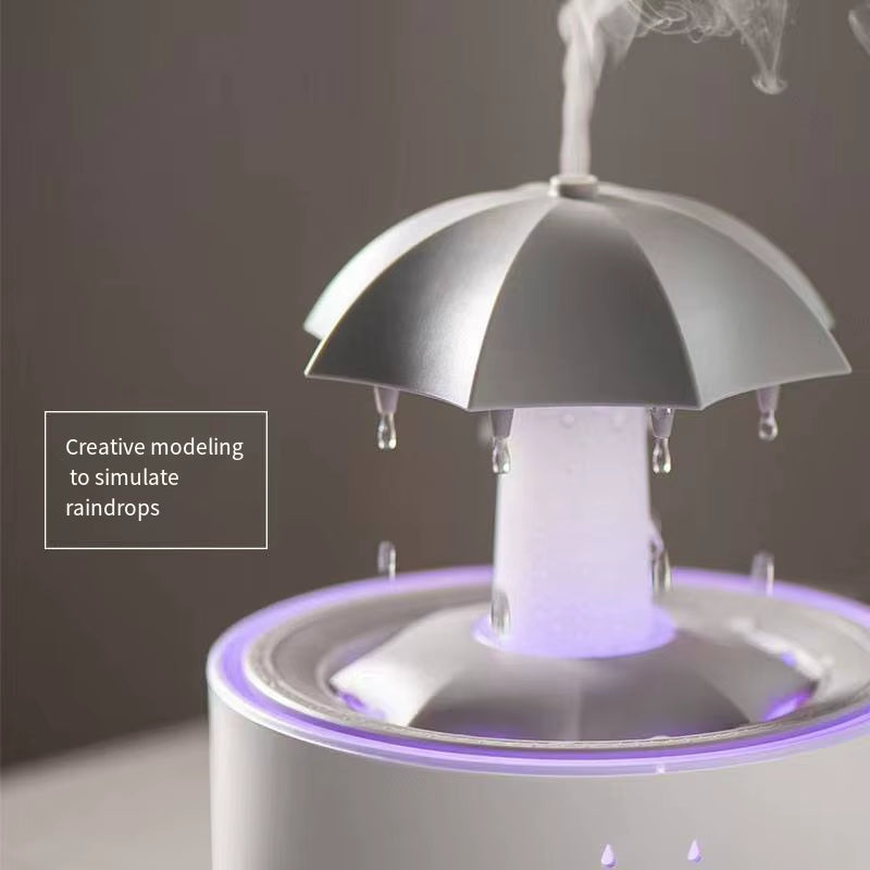 Rotating Umbrella Water Drop Aromatherapy Machine, Essential for Home Use, Heavy Fog Humidifier, Colorful Light Remote Control